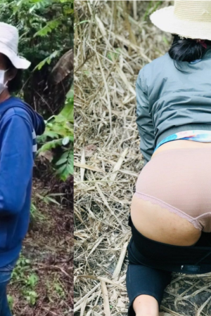 Cô gái thôn nghịch ngợm thỏa mãn đam mê giữa đồng xanh